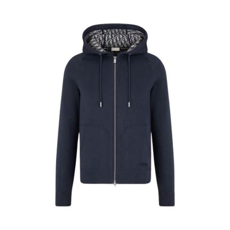 Track Jacket Navy Blue Cotton Knit and Cashmere 